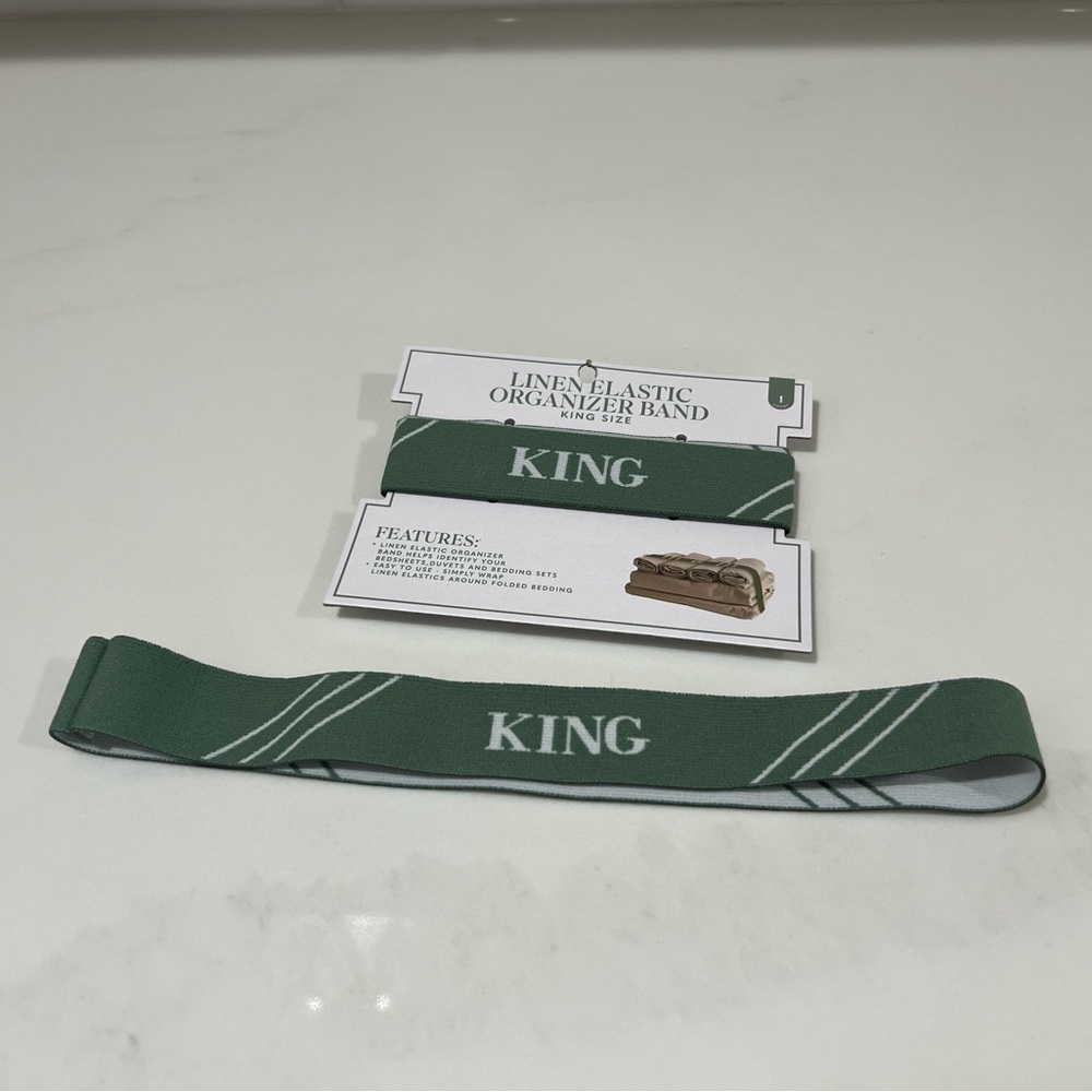 Target King Linen Elastic Organizer Bands Set of 2 Green for Storage NEW